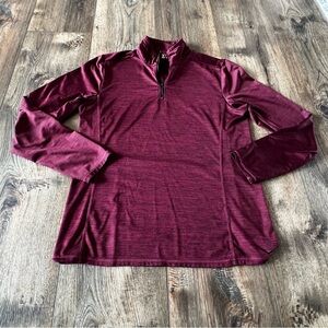 Zella Women’s Quarter Zip Thumb Hole Performance Wear Shirt Burgundy Size Large